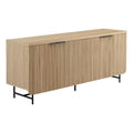 Walker Edison Reema Fluted 4-Door Kitchen Sideboard Buffet Console, 69 Inch, Coastal Oak