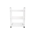 Bloomingville Clear Acrylic 3-Tier Bar Cart on Casters, White