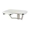 Seachrome Lift-Assist Shower Seat, L-Shaped Right-Hand, ADA, Wall Mount, Padded White Naugahyde
