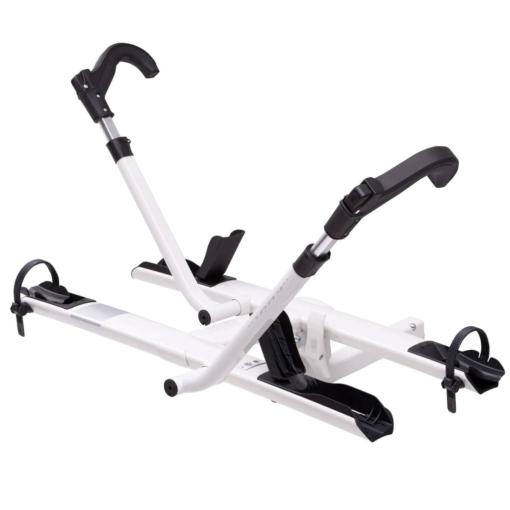 KUAT Sherpa 2.0 Durable Lightweight Aluminum Compact 2 Bike Transporting Hitch Rack with Cable Lock & Foldable Tire Cradles | Capacity - 40 Lbs per Tray, Pearl & Silver Anodize, 2"