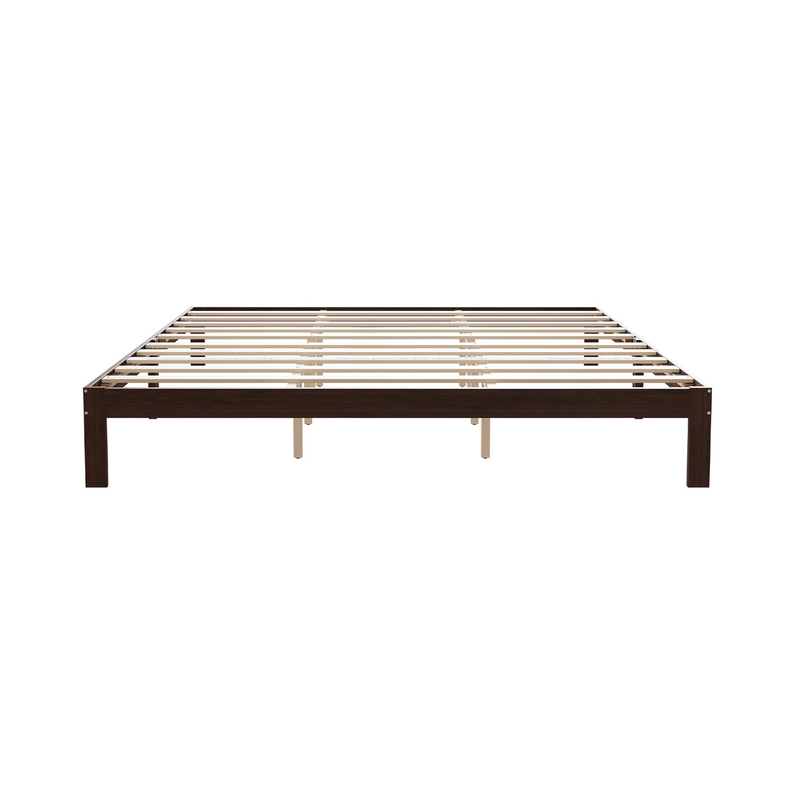 Novilla 12 Inch Wooden King Size Bed Frame, Classic Solid Wood Platform Bed Frame King Size, Sturdy Wood Slat Support, No Box Spring Needed, Easy Assembly, Walnut