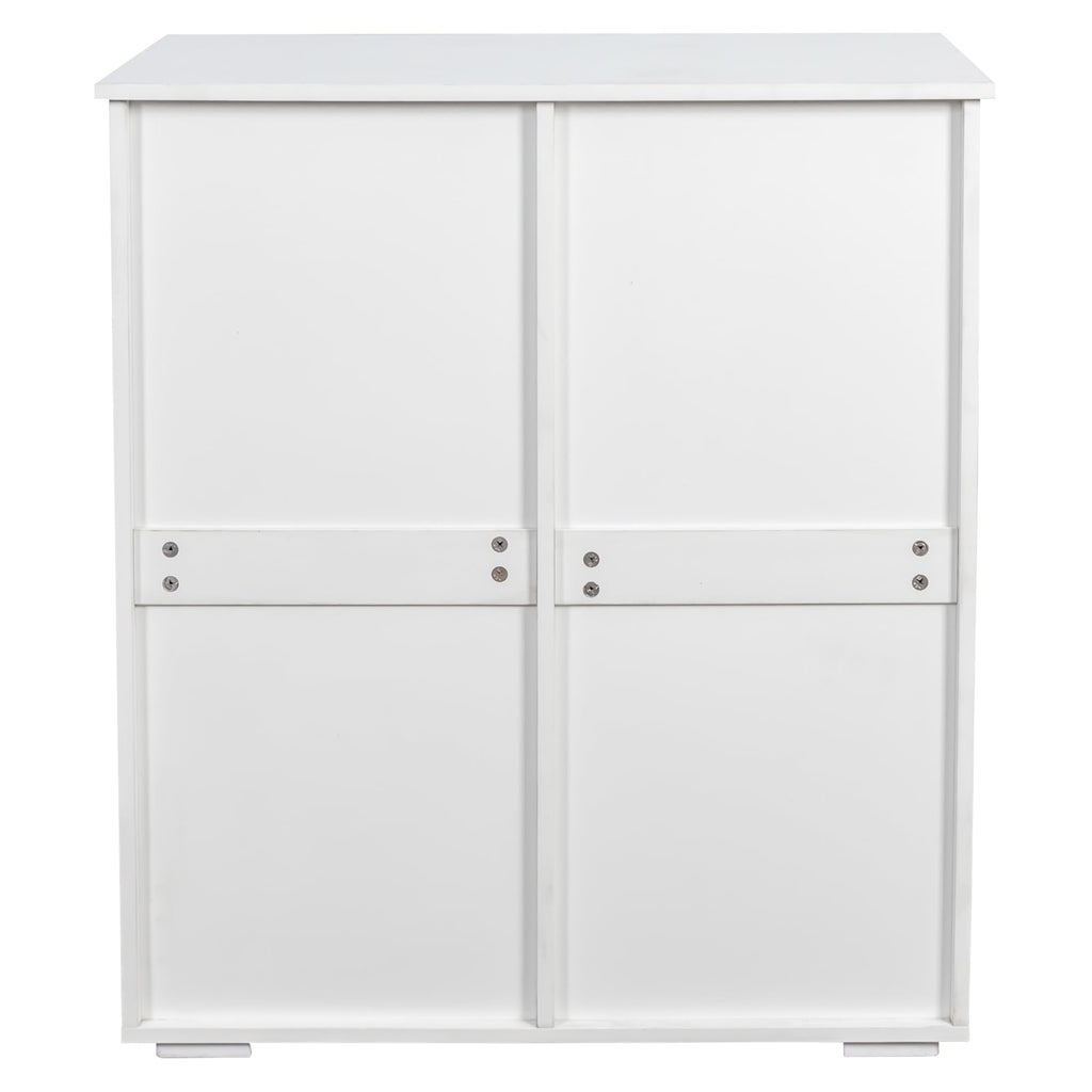 FEBORY White Laundry Cabinet with 2 Removable Hamper Baskets and 2 Drawers, Particle Board and MDF, 31.5 x 15.75 x 35.83 Inches