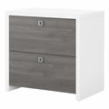 Pemberly Row 2-Drawer Engineered Wood Lateral File Cabinet, Durable Gray/Pure White Laminate Finish, Satin Silver Hardware, 31.61" W x 20" D x 30" H, Spacious Drawers for Letter/Legal Size Documents