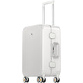 LEVEL8 Zipperless Carry On Luggage Airline Approved with Aluminum Frame, Cute Hardshell Suitcase with Spinner Wheels, Metal Rolling Travel Case with Tsa Locks, 20 Inch, Off White