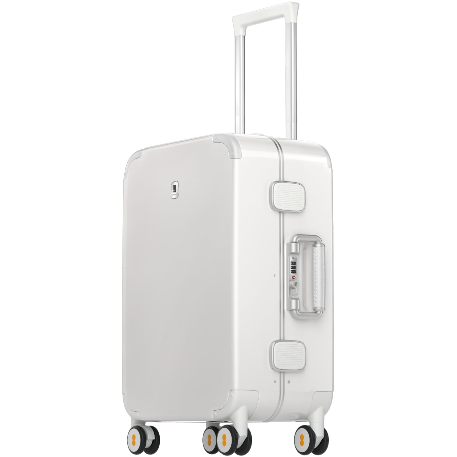 LEVEL8 Zipperless Carry On Luggage Airline Approved with Aluminum Frame, Cute Hardshell Suitcase with Spinner Wheels, Metal Rolling Travel Case with Tsa Locks, 20 Inch, Off White