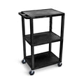Luxor UCPL1 42"H 3-Shelf Utility Cart - Black