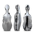 YoungMonic 4/4 Full Size Carbon Fiber Cello Case with Wheels & Embedded Handle Hard Shell Lightweight Backstrap Portable Cello Accessories (Silver)