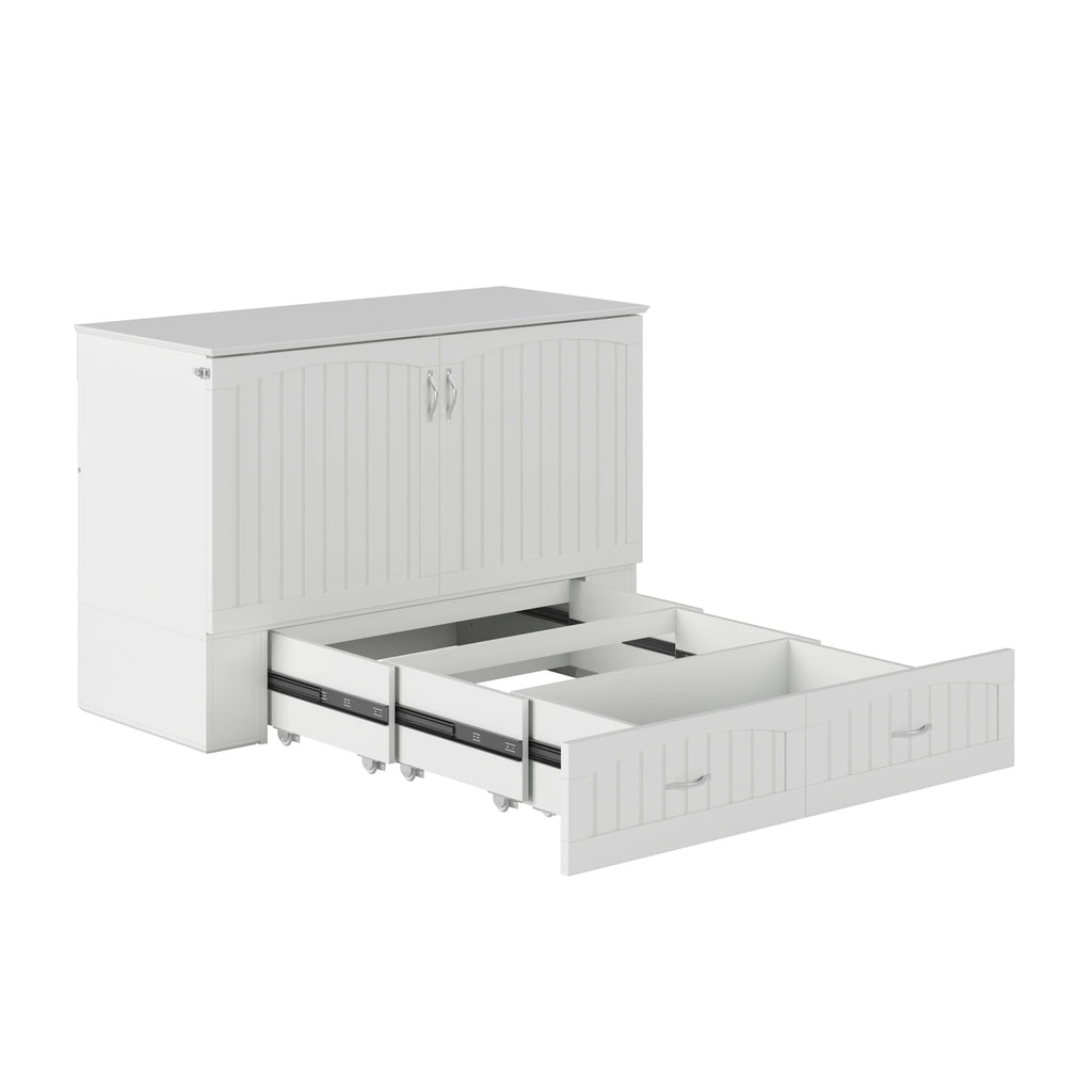 AFI, Southampton Murphy Bed Chest Full with 6" Mattress, Built-in USB Charger & Storage Drawer, White