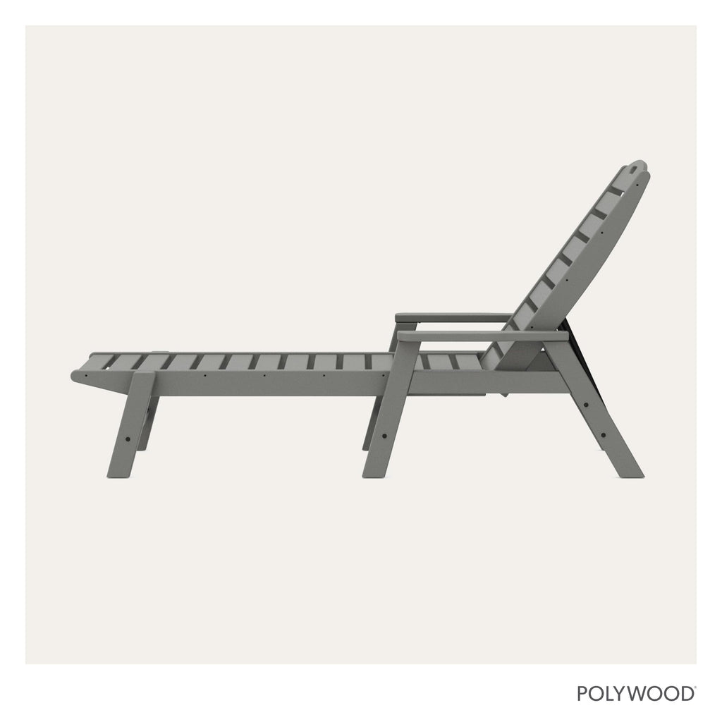 POLYWOOD NCC2280GY Nautical Arms Chaise, Slate Grey
