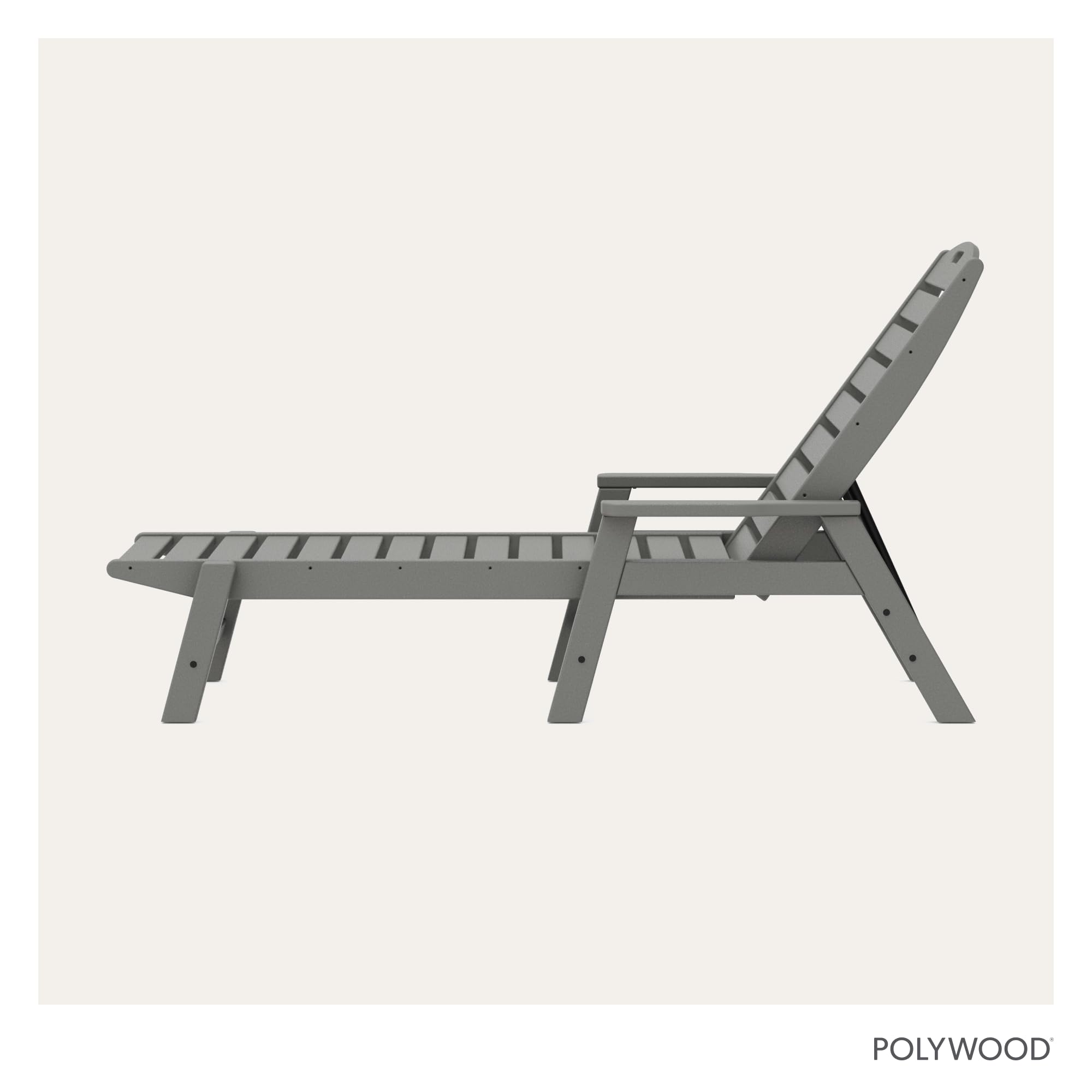 POLYWOOD NCC2280GY Nautical Arms Chaise, Slate Grey