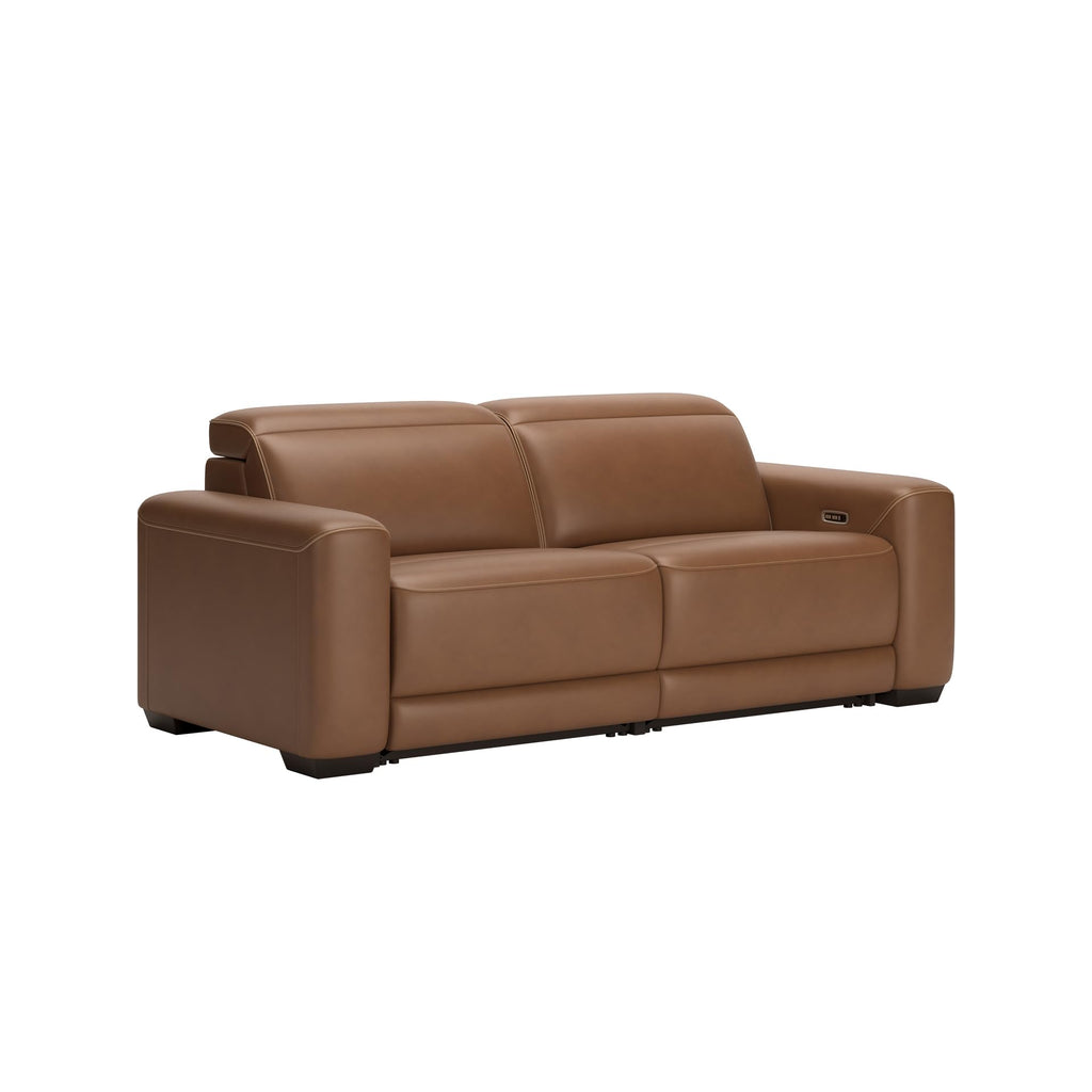 Signature Design by Ashley Rally-Up Straight Glam Leather Match 2-Piece Power Reclining Sectional Loveseat with Adjustable Headrest and USB Charging Ports, Dark Brown