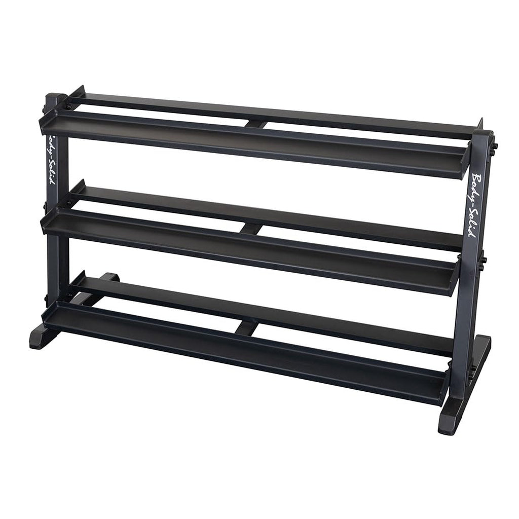 Body-Solid (GDR603T) 60 inch Dumbbell Rack with 3rd Tier - Stand Only, Heavy-Duty Dumbell Weight Storage Racks for Hand Weights, Home Gym Organizer Can Hold 5-70 lbs. Hex Dumbbells
