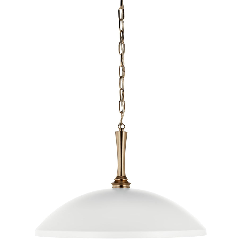 Kichler Delarosa 1-Light Pendant Light Fixture, Traditional Hanging Lamp with White Shade and Champagne Bronze Hardware for Kitchen Island, Dining Room, or Hallway (12.75" x 20.25"), 52638WH