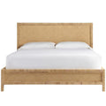 MAKLAINE Coastal King Bed, Wicker Rattan Frame, Mahogany Finish, Slat Kit Included, Natural Raffia Design, Beach-Inspired Bedroom Furniture