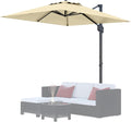 Hetoy 10' x 10' Square Cantilever Patio Umbrella, Extra Large Offset Hanging Umbrella with UV Protection, Adjustable Tilt, Weather-Resistant Fabric, Easy Assembly, Sturdy Base Included