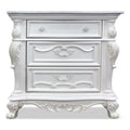 Furniture of America Agatha Traditional Solid Wood Nightstand with Drawers and Stone Top, Small Bedside Table, No Assembly Wooden Night Stand for Bedroom, Guest Room, Dorm, White