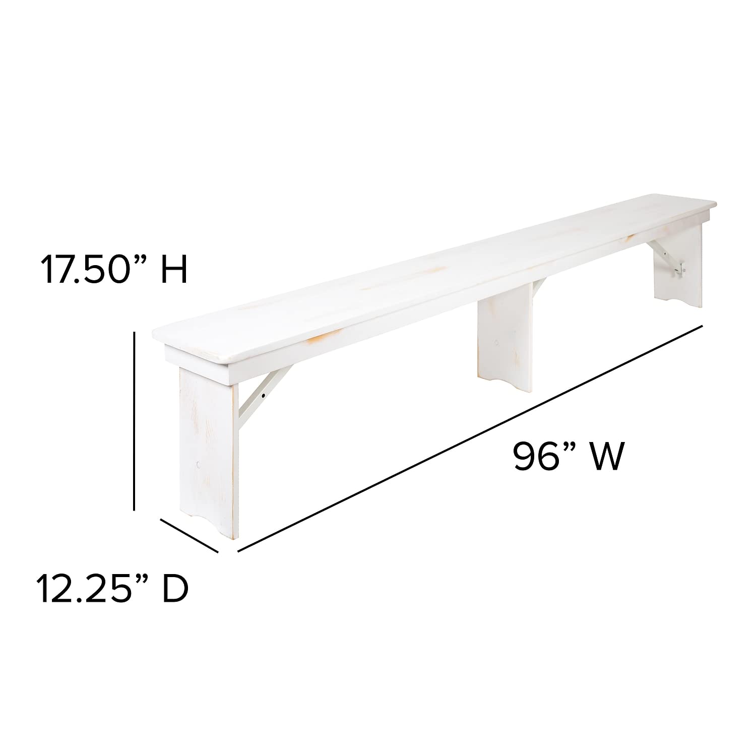 Flash Furniture HERCULES Series 9' x 40" Antique Rustic White Folding Farm Table and Two Bench Set