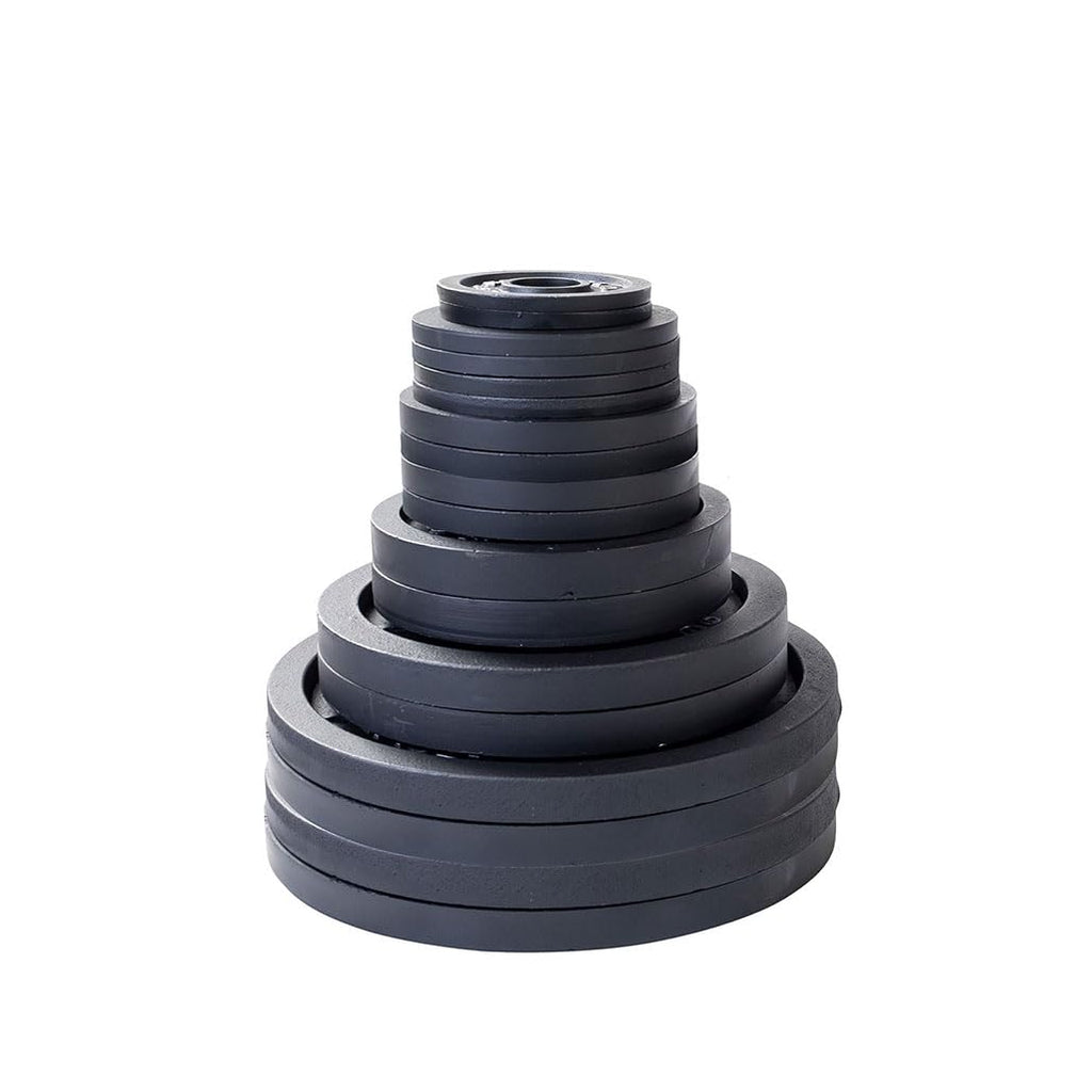 Body-Solid (OSB355) Cast Iron Olympic Weight Plate Set, Free Weights Dumbbell Plates with 2 Inch Standard Hole for All Olympic Barbell Types, 355 lb Total Weight Sets, Black