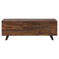 MAKLAINE Broadmore Rectangular Acacia Wood Storage Trunk, 46 in Top, Brown Finish, Black Metal Legs, Hinged Lid, Versatile Coffee Table or Entryway Storage for Living Room or Bedroom