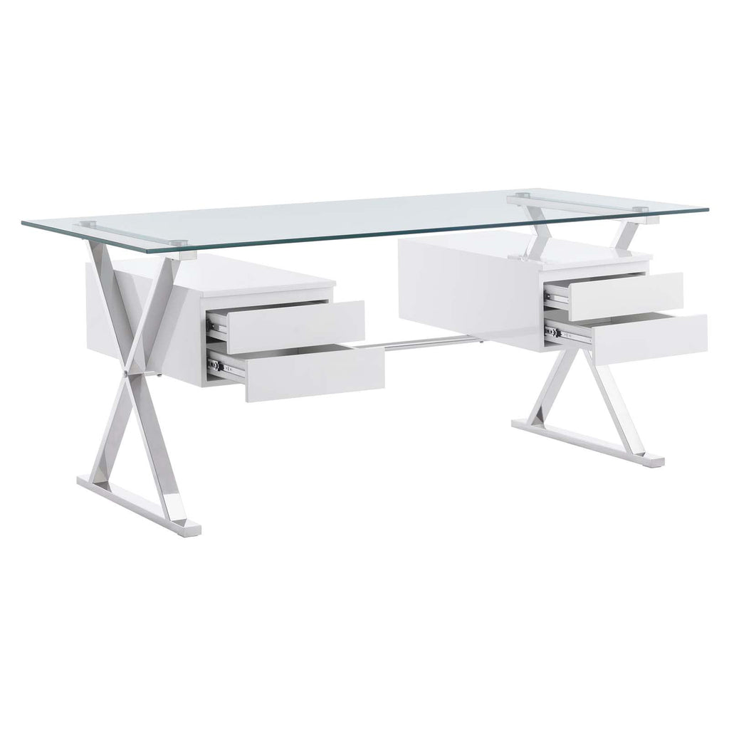 Modway EEI-6226-WHI Sector 71" Glass Top Glass Office Desk, White