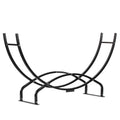 Ash & Ember 8 ft Crescent Firewood Rack, Curved Two-Level Design, Square Steel Tubing, Durable Steel Tubing, Outdoor Lumber Storage Rack for Fire Wood, Black Finish, Easy to Assemble
