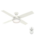 Hunter 52 inch Outdoor or Indoor Ceiling Fan with LED Light and Remote Control - White Ceiling Fan, Standard Mount, 4 Blades, For Patio, Porch, Garage, or Living Room - Dempsey 59252, Fresh White
