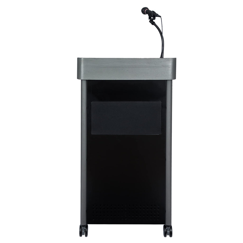 OEF Furnishings CoreSound Media Series Floor-Standing Mobile Lectern (No Microphone, AC Powered, Charcoal Finish)
