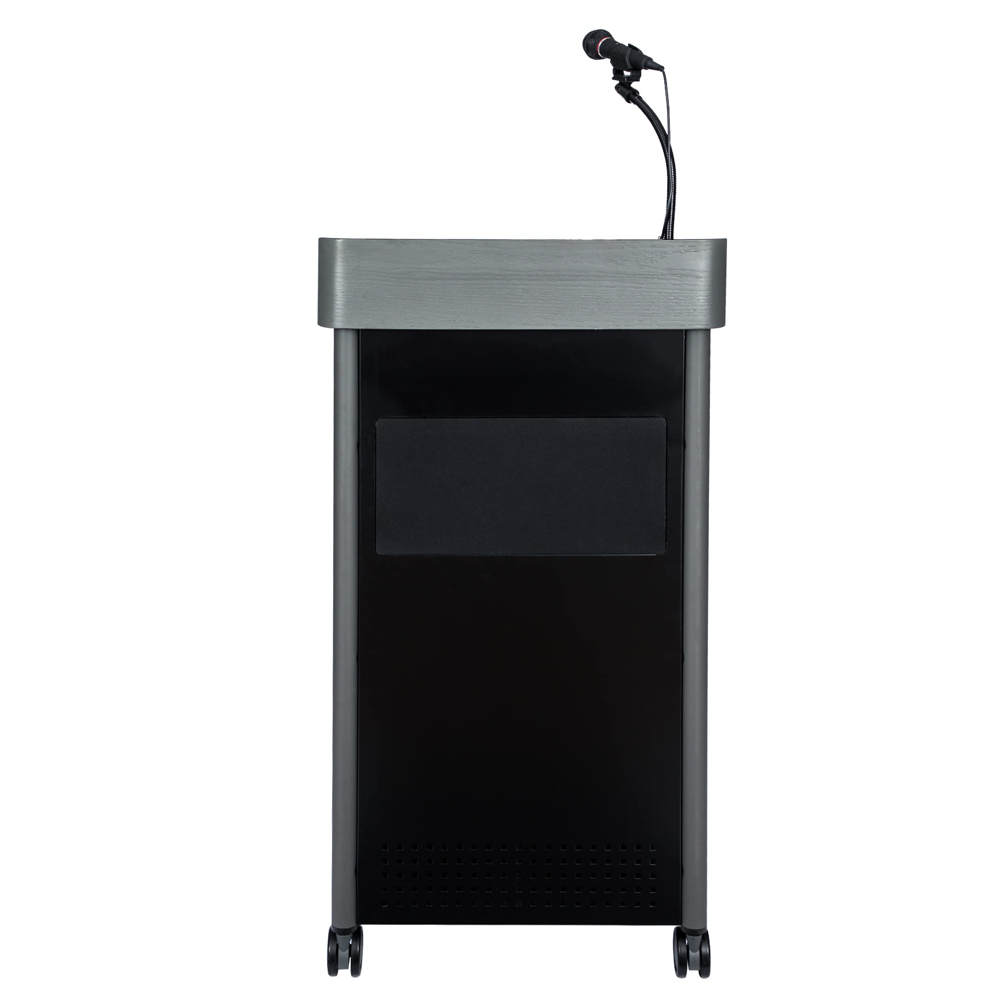 OEF Furnishings CoreSound Media Series Floor-Standing Mobile Lectern (No Microphone, AC Powered, Charcoal Finish)