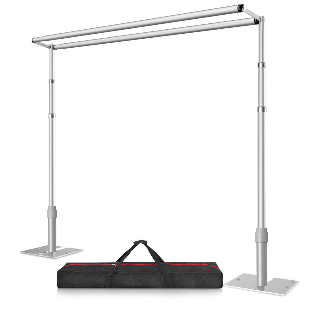 10x10ft Double Crossbar Pipe and Drape Stand Kit, Heavy Duty Backdrop Stand Adjustable, Sturdy Metal Back Drop Decoration Frame with Flat Base for Parties, Flower Wall,Wedding,Trade Shows,Photography