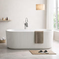 67" Acrylic Freestanding Soaking Bathtub, Deep Ergonomic Design with Lumbar Support, Integrated Overflow Drain, Non-Slip Base,cUPC Certified Modern Bathroom Tub, Easy Installation for Bathroom