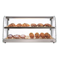 Pemberly Row Glass Countertop Dry Bakery Display Case, 40 in, 5.3 cu. ft. Capacity, Curved Glass, LED Lighting, Stainless Steel and Bamboo Design, Easy-Clean for Pastries and Bread