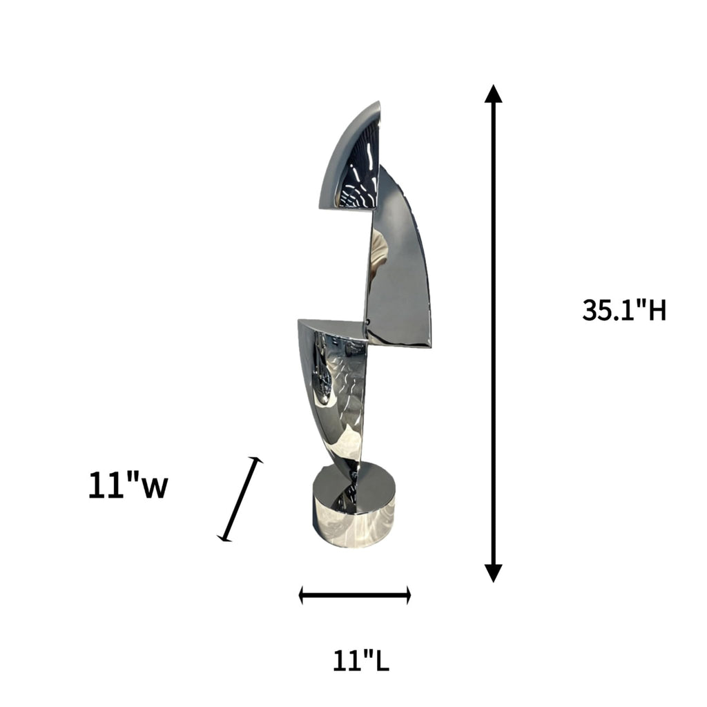 304 Stainless Steel Abstract Metal Sculpture, Modern Art Statue for Home, Office, Living Room, or Industrial Decor