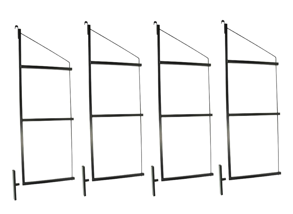 Mytee Products 4 Pack of 3 Tier Shipping Container Shelving Bracket with 18"(D) x 60"(H) - Black Powder Coated Steel Shelf Brackets for Heavy Duty Trailer Containers - Easy to Assemble & Remove
