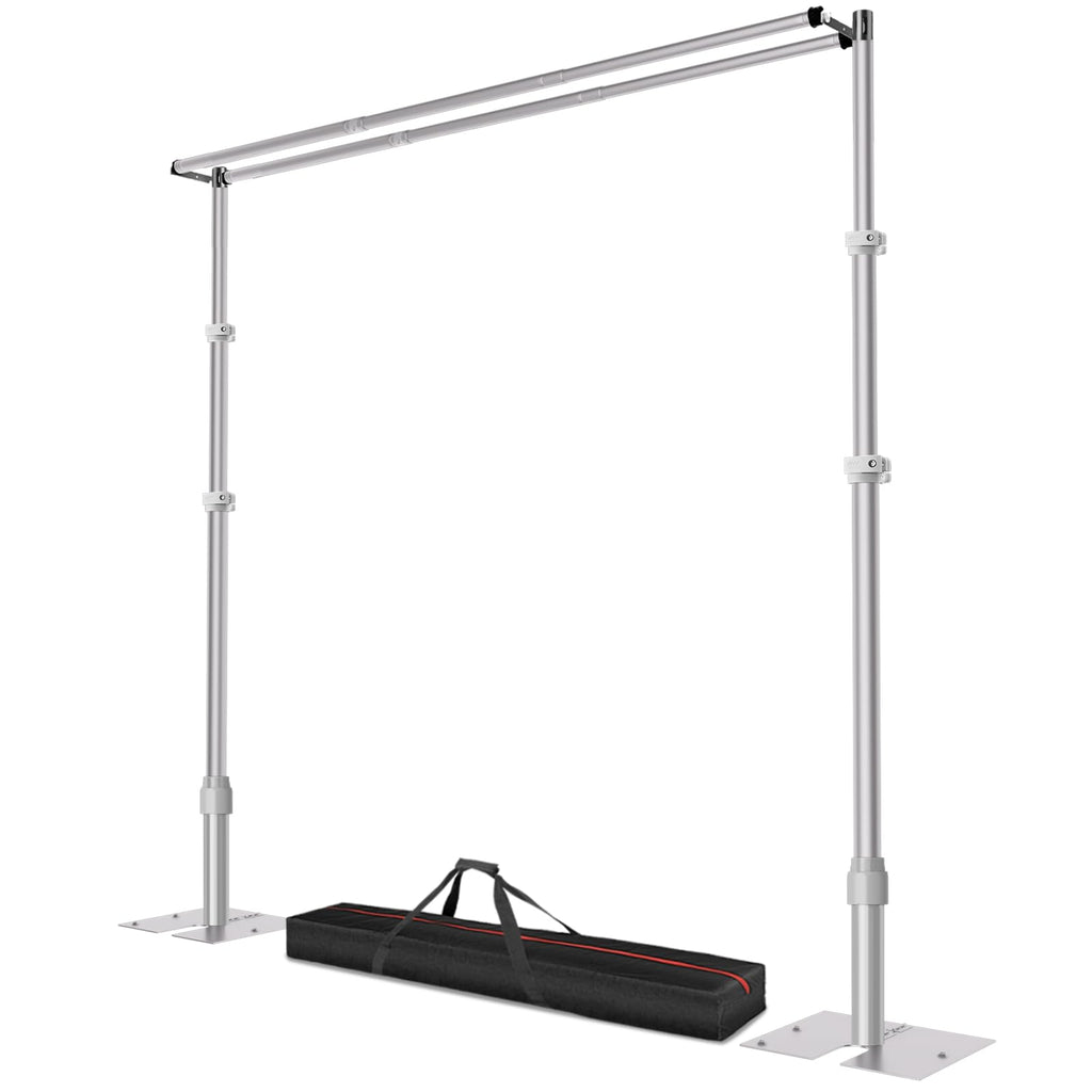 Qoolfoto 10x10ft Pipe and Drape Backdrop Stand, Double Crossbar, Heavy Duty Adjustable Background Frame with Metal Base for Parties Photography Wedding Photoshoot Decoration
