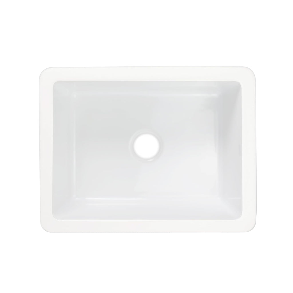 Sinkology Eden 23 Inch Undermount Fireclay Kitchen Sink White Single Bowl – Deep Basin, Fits 26 Inch Cabinet