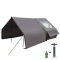 Inflatable Camping Tent Tarps for 4-6 Person, with Electric Air Pump, Extended Canopy, 4 Season Waterproof Windproof, Clear Skylight & 420D Oxford Waterproof, Air Tent with Mesh Windows/Doors