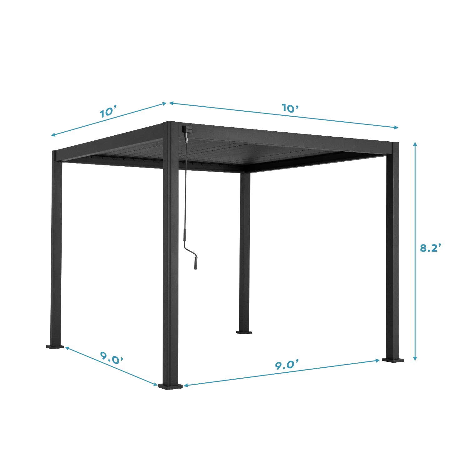 Mirador 111S Round Louvered Pergola Gazebo, 10Ft x 10Ft, Full Aluminum Frame, Adjustable Roof, Outdoor, Durable, Charcoal