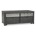 Furniture of America Selyra Modern Contemporary Solid Wood 46-inch Lift-top Rectangular Coffee Table with Dented Stainless Steel Accents, Wire Brush and Ball-Bearing Glides for Living Room, Ash Gray