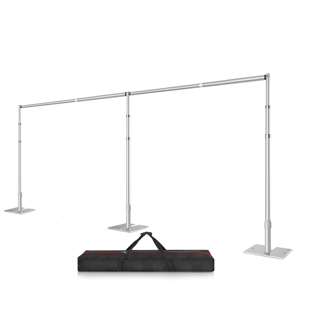 Fotoumgl 10x20 Pipe and Drape Stand Kit, Heavy Duty Backdrop Stand Adjustable, Sturdy Metal Back Drop Decoration Frame with Flat Base for Parties, Flower Wall, Wedding, Event,Trade Shows, Photo Shoot