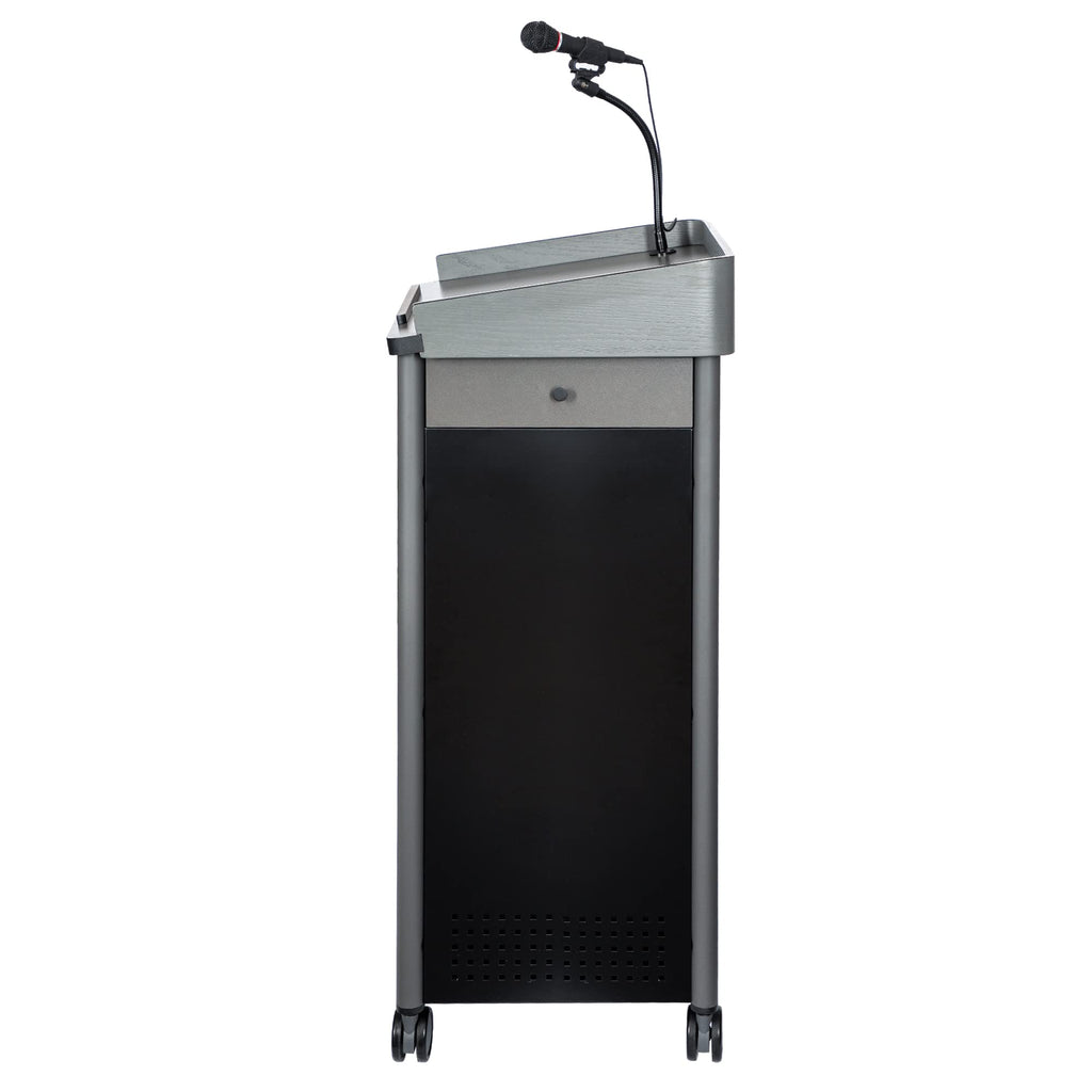 OEF Furnishings CoreSound Media Series Floor-Standing Mobile Lectern (No Microphone, AC Powered, Charcoal Finish)