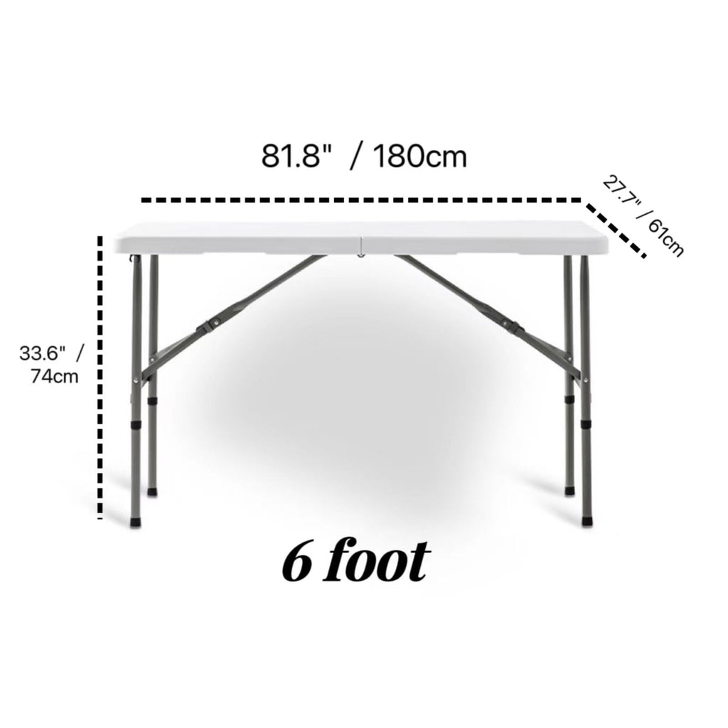 6ft Portable Aluminum Folding TableLightweight Collapsible BBQ Camping & Outdoor Dining Table Perfect for Garden Picnics Cookouts Buffets (Black)