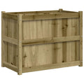 Foknhdi Large Outdoor Garden Planter Box 35 4x35 4x27 6 in Treated Solid Pine Wood Weathered Brown Raised Flower Bed for Patio Balcony Herb Vegetables