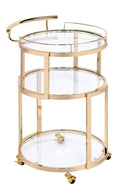 ACME Furniture Madelina cart, Gold & Clear Glass