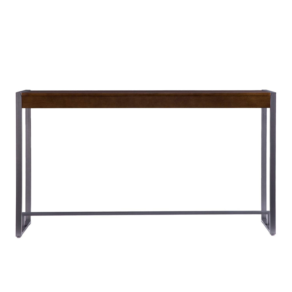 SEI Furniture - Holly & Martin Macen Console - Dark Tobacco with Gunmetal - Transitional Design, Brown Iron and Wood - Ideal for Entryway, Living Room (CM9912)