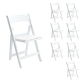 Zedfire Set of 8, White Resin Folding Chairs with Vinyl Seat, Commercial Event Chairs, Foldable Chair for for Party, Wedding, Picnic, Indoor/Outdoor use