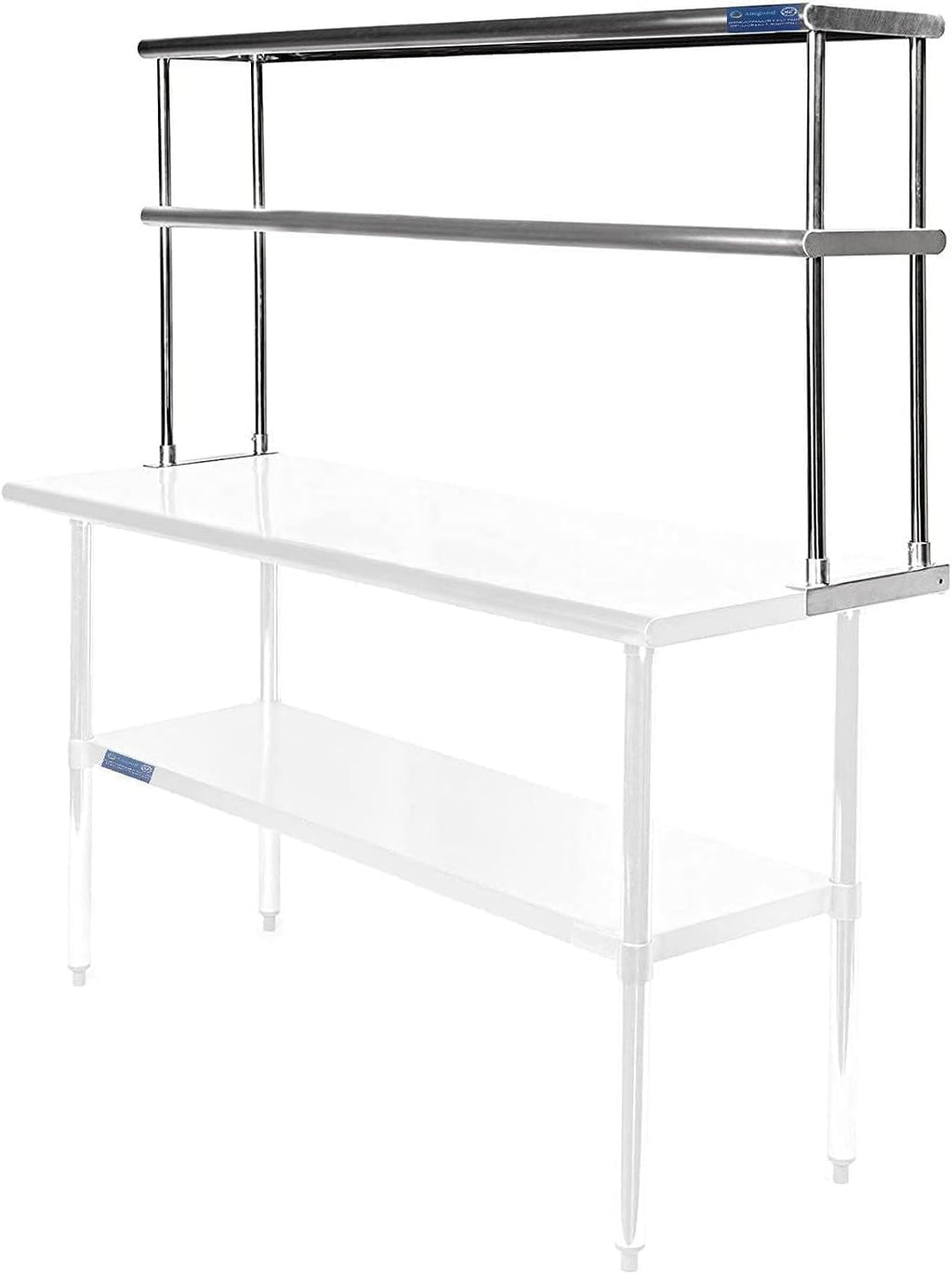 Express KitchQuip NSF Certified 18 Gauge Heavy Duty Stainless Steel Double overshelf with Brackets for Kitchens, Utility Rooms, Storage, Offices & Home