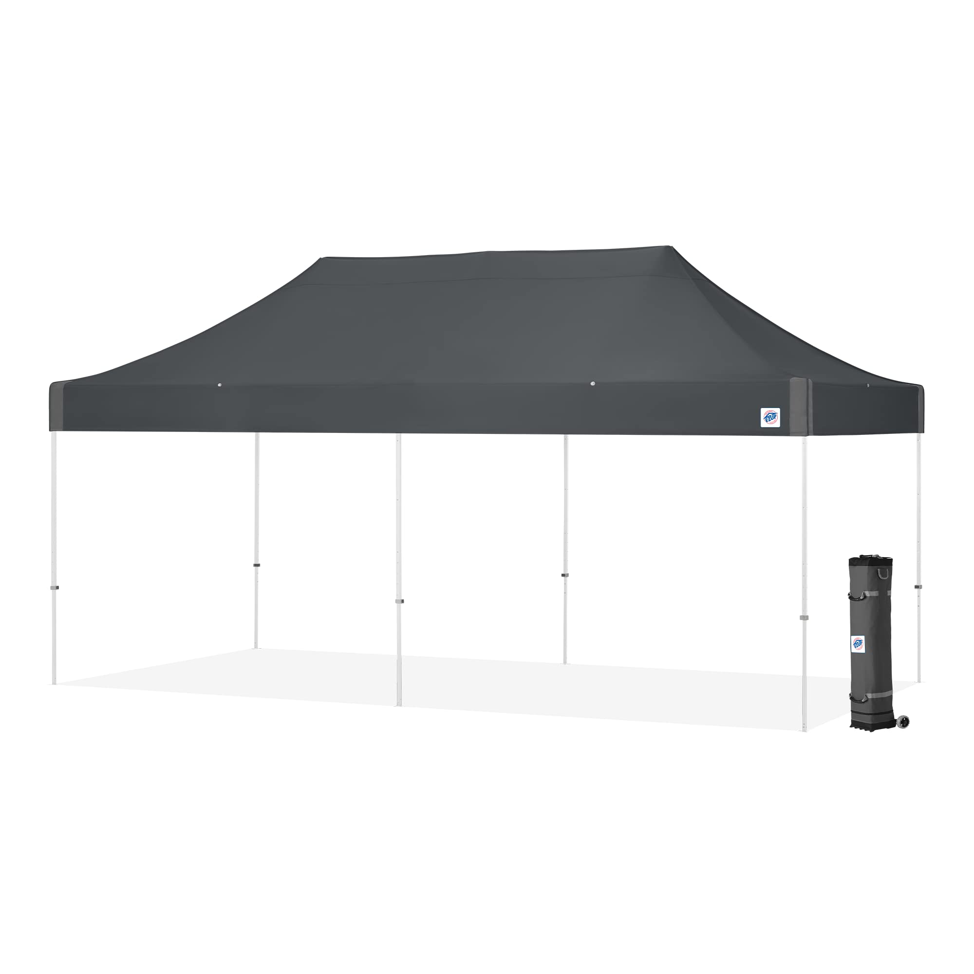 E-Z UP Vantage 10' x 20' Steel Shelter, White Frame, Steel Gray Top
