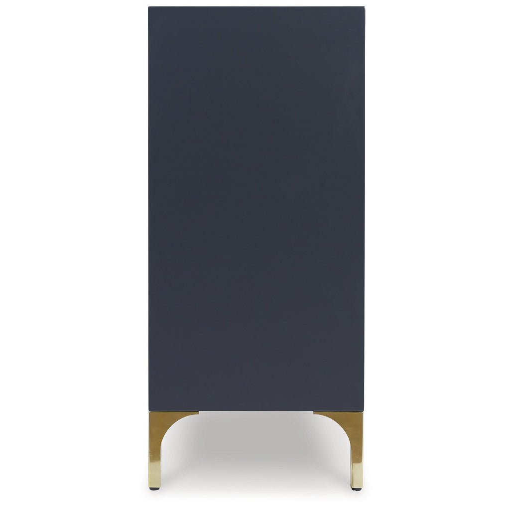 Signature Design by Ashley Loirwick Contemporary Accent Cabinet with Shelf and Geometric Pattern, Blue
