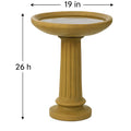 Solid Rock Stoneworks Classic Collanade Concrete Birdbath – 26” Tall Outdoor Garden Accent – Heavy-Duty Cast Stone Bird Bath – Weather Resistant Yard Décor – Made in USA- Brushed Moss Stain
