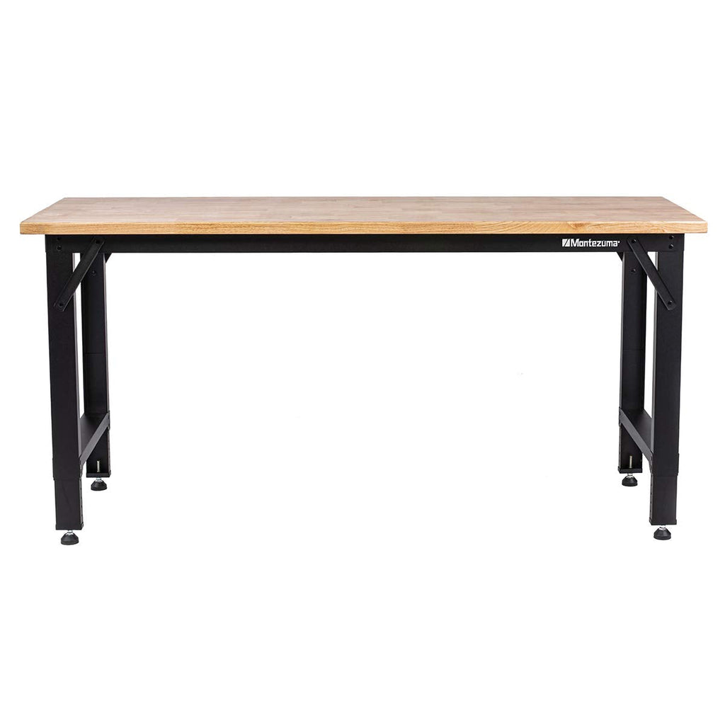 Montezuma 6' Adjustable Height Steel and Solid Wood Workbench Station